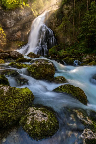Gollinger Waterfall Golling Der Salzach Salzburg Austria Gollinger Wasserfall Mossy — Stock Photo, Image