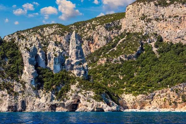 Blue Sea Characteristic Caves Cala Luna Beach Golfo Orosei Sardinia — Stock Photo, Image