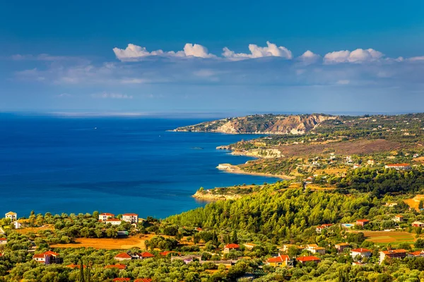 Vista Panorâmica Costa Cefalónia Ilha Cefalónia Mar Jónico Grécia Vista — Fotografia de Stock