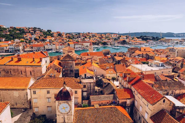 Vista Para Cidade Trogir Lugar Turístico Antigo Croácia Europa Vista — Fotografia de Stock