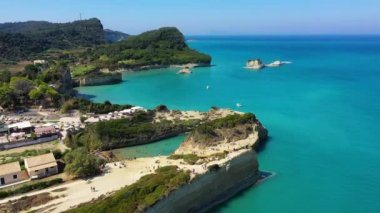 Famous Canal D'amour in Sidari, Corfu island, Greece. Famous Canal d'Amour beach with beautiful rocky coastline in amazing blue Ionian Sea in Sidari holiday village on Corfu island in Greece.