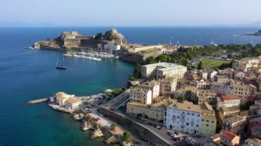 The old Venetian fortress of Corfu town, Corfu, Greece. The Old Fortress of Corfu is a Venetian fortress in the city of Corfu. Venetian Old Fortress (Palaio Frourio), Corfu, Ionian Islands, Greece