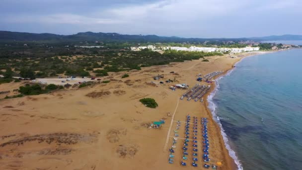 Issos Strand Korfu Közelében Ájosz Georgiosz Görögország Légi Drón Kilátás — Stock videók