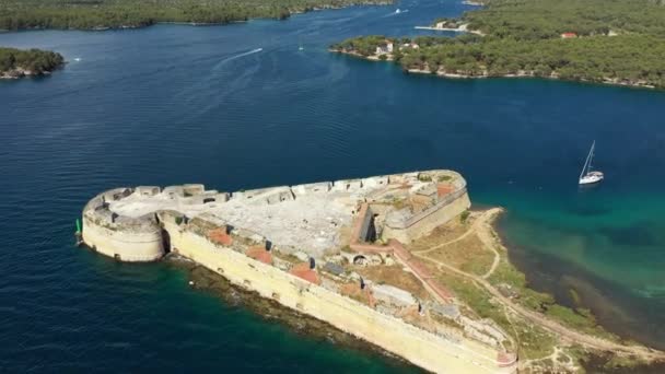 Aerial Shot Nicholas Fortress Sibenik Croatia Old Nicholas Fortress Sibenik — Stok Video