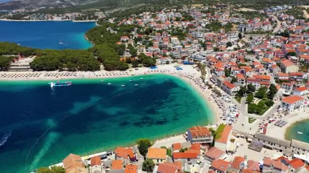 Aerial View Primosten Old Town Islet Dalmatia Croatia Primosten Sibenik — Stock Video