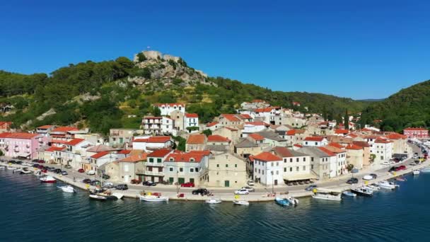 Novigrad Dalmatinski Bay Panoramic View Dalmatia Croatia Novigrad Dalmatinski Bay — стокове відео