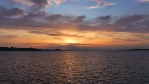 Drone Flying Sea Beautiful Sunset Adriatic Sea Aerial Drone Shoot — Vídeo de Stock