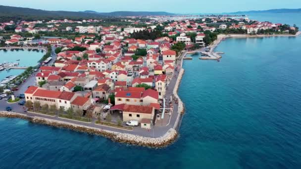 Adriatic Village Bibinje Harbor Waterfront Panoramic View Dalmatia Region Croatia — 图库视频影像