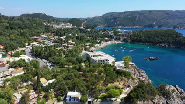 Pintoresca Playa Paleokastritsa Corfú Grecia Hermosa Bahía Paleokastritsa Isla Corfú — Vídeos de Stock