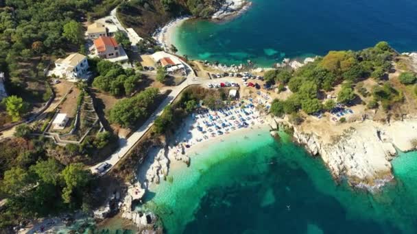 Aerial Drone View North East Coast Kanoni Mpataria Pipitos Beach — Vídeo de stock