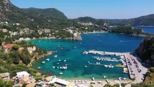Picturesque Seaside Paleokastritsa Corfu Greece Beautiful Bay Paleokastritsa Corfu Island — Vídeo de stock
