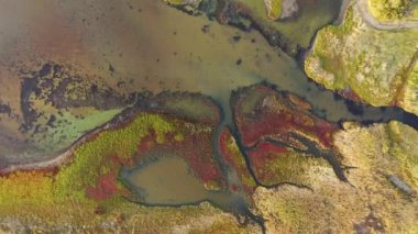 Aerial landscape of salt lake Korission in Greece