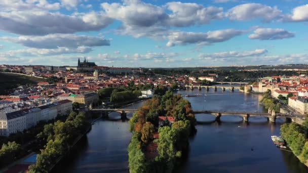 Prague Scenic Aerial View Prague Old Town Pier Architecture Charles — Vídeo de Stock