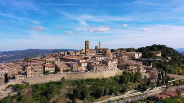 Toscana Orizontul Orașului Volterra Vedere Biserică Panoramă Maremma Italia Europa — Videoclip de stoc