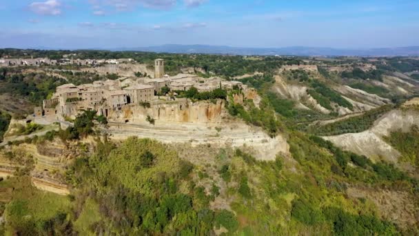 Famous Civita Bagnoregio Sunny Day Province Viterbo Lazio Italy Medieval — стоковое видео