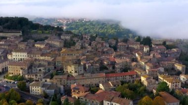 Sarteano village in Tuscany, Italy. Sarteano, the medieval castle at the top of the village. Siena, Tuscany, Italy. 
