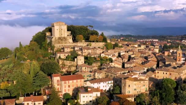 Sarteano Village Tuscany Italy Sarteano Medieval Castle Top Village Siena — ストック動画