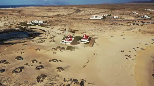 Panoramautsikt Över Staden Cotillo Fuerteventura Kanarieöarna Spanien Natursköna Färgglada Traditionella — Stockvideo