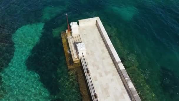 Kaiser Wilhelms Brücke Und Gehweg Einer Steinernen Badeplattform Korfu Griechenland — Stockvideo