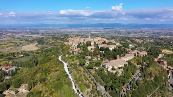 Harika Mimarisi Evleri Olan Montepulciano Köyü Tuscany Talya Eski Güzel — Stok video