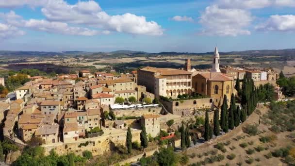 Pienza Tuscany Talya Avrupa Val Orcia Eyaletinin Siena Ilçesine Bağlı — Stok video