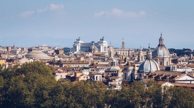 Roma, İtalya'nın manzarası. Roma mimari ve Simgesel Yapı, Roma cityscape panoramik manzaralı. Roma kartpostal