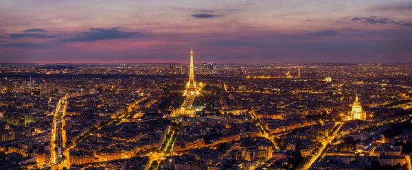 Paris Skyline Por Noche París Horizonte Francia Panorama Por Noche — Foto de Stock