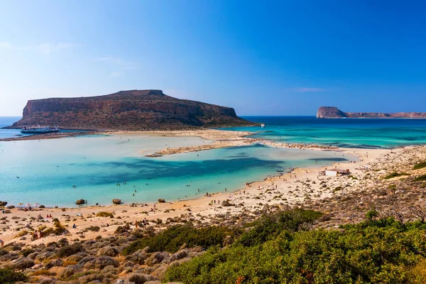 Amazing Beach Turquoise Water Balos Lagoon Gramvousa Crete Greece Cap — Stock Photo, Image