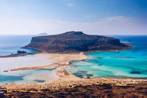 Fantastiskt Panorama Över Balos Lagoon Och Gramvousa Kreta Grekland Cap — Stockfoto
