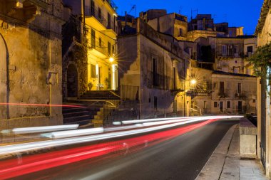 Ragusa (Ragusa Ibla), İtalya 'nın Sicilya adasındaki UNESCO miras kasabası. Ragusa İbla 'daki şehir manzarası, Ragusa ili, Val di Noto, Sicilya, İtalya. 