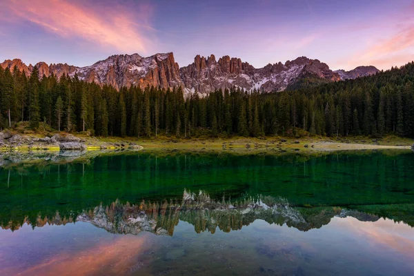 Carezza Lake Lago Carezza Karersee Mount Latemar Bolzano Province South — Stock Photo, Image