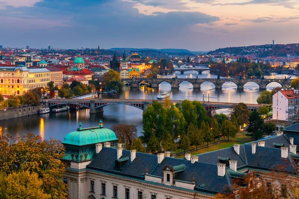 Autumn View Charles Bridge Vltava River Prague Czech Republic Autumn — Stock Photo, Image