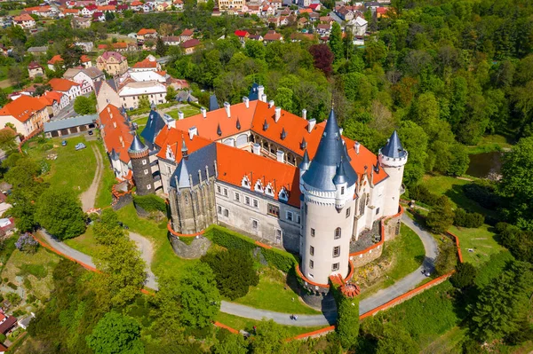 Luftaufnahme Der Burg Zleby Mittelböhmen Tschechische Republik Die Ursprüngliche Burg — Stockfoto