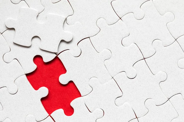 Closeup Jigsaw Puzzle Isolated Missing Jigsaw Puzzle Piece Business Concept — Stock Photo, Image