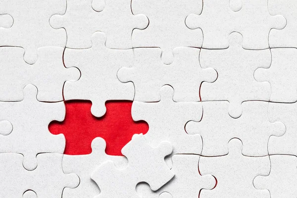 White Jigsaw Puzzle Pieces Fill Pieces Jigsaw Puzzle Complete Jigsaw — Stock Photo, Image