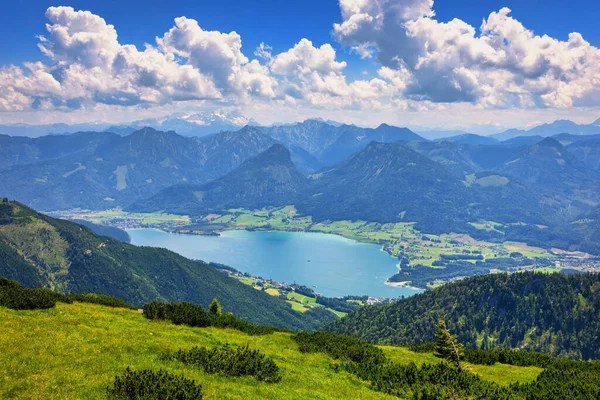 View Wolfgangsee Lake Schafberg Mountain Austria Wolfgangsee Lake Alp Mountain — Stockfoto
