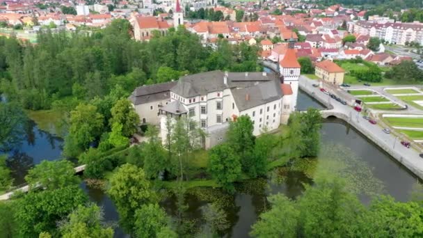 Burg Blatna Bei Strakonice Südböhmen Tschechische Republik Luftaufnahme Der Mittelalterlichen — Stockvideo