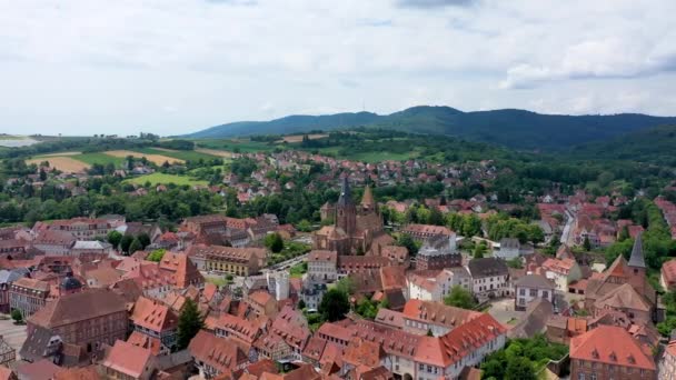 Wissembourg Weienburg Town Elsace Area France Исторический Центр Висембура Эльзас — стоковое видео