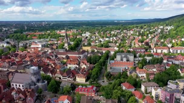 Gamla Staden Ettlingen Tyskland Med Alb Floden Utsikt Över Central — Stockvideo