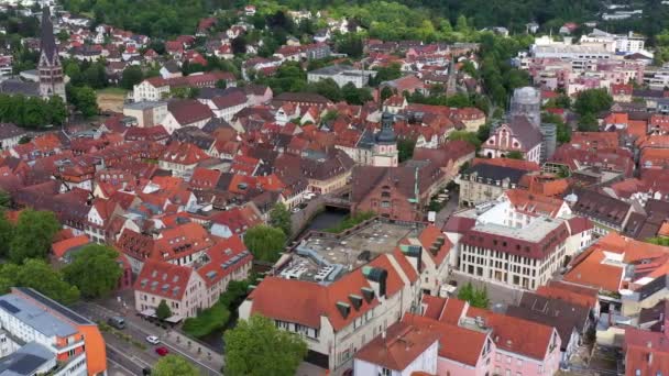 Ciudad Vieja Ettlingen Alemania Con Río Alb Vista Distrito Central — Vídeos de Stock