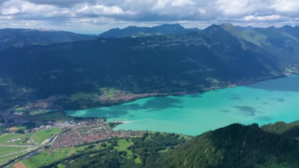 Vacker Utsikt Över Sjön Brienz Från Schynige Platte Spår Bernese — Stockvideo