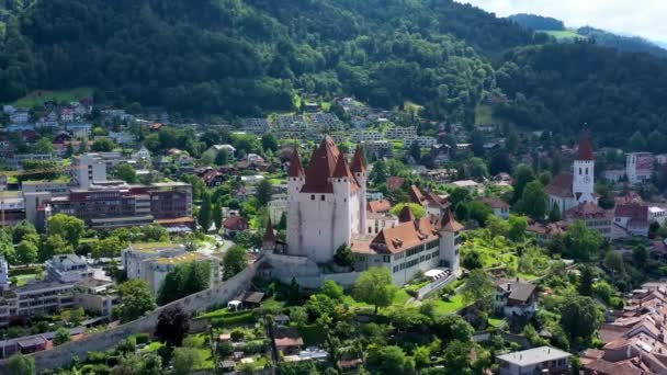 Panoráma Thun Város Alpok Thunersee Svájc Történelmi Thun Város Thun — Stock videók