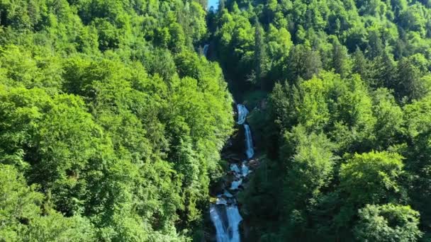 Cachoeiras Giessbach Bernese Oberland Suíça Giessbach Fluxo Cachoeira Para Lago — Vídeo de Stock