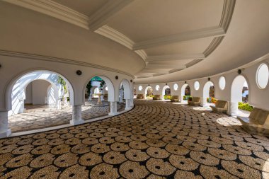 The beautiful buildings at Kalithea Springs constructed in the 1930s, Rhodes Island, Greece, Europe. Kallithea Therms, Kallithea Springs located at the bay of Kallithea on Rhodes island, Greece. 