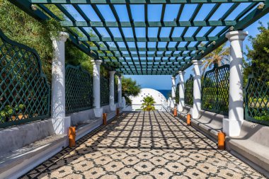 The beautiful buildings at Kalithea Springs constructed in the 1930s, Rhodes Island, Greece, Europe. Kallithea Therms, Kallithea Springs located at the bay of Kallithea on Rhodes island, Greece. 
