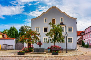 Berching, Bacham is a Bavarian town in the Neumarkt district in the Upper Palatinate. Photographed in summer in the Franconian Alb on the Main Danube Canal and with the Sulz river. Berching, Germany