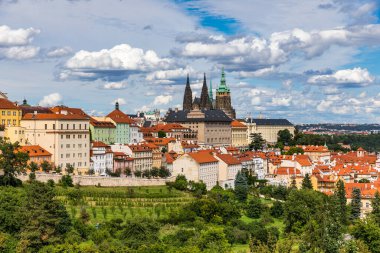 Prague Castle and Lesser Town panorama. View from Petrin Hill. Prague, Czech Republic. View of Prague Castle from Strahov monastery. Prague, Czech Republic 