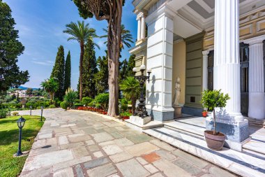 Achilleion palace in Corfu Island, Greece, built by Empress of Austria Elisabeth of Bavaria, also known as Sisi. The Achilleion palace in Corfu, Greece.