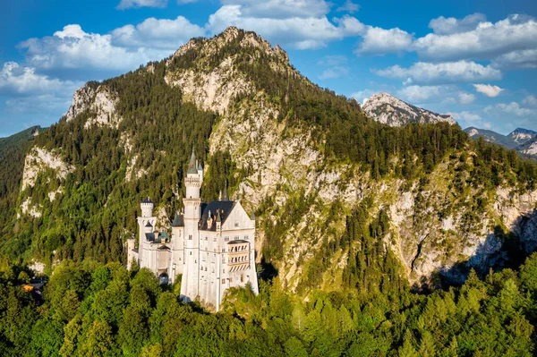 Beroemd Kasteel Neuschwanstein Met Schilderachtig Berglandschap Bij Fussen Beieren Duitsland — Stockfoto