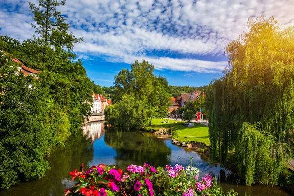 Beautiful Floral Colorful Town Tubingen Germany Baden Wurttemberg Houses River — Φωτογραφία Αρχείου